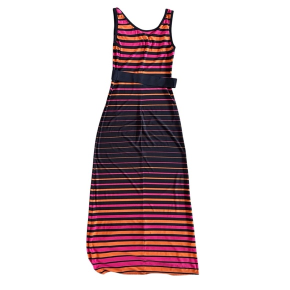Y2K Roz & Ali stretchy Striped Maxi Dress with Belt USA beach summer sz 4 #961 - Picture 10 of 13